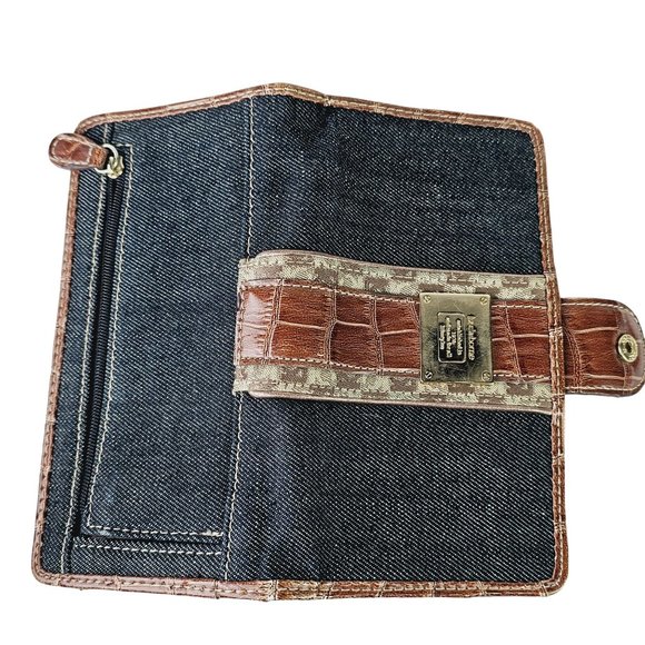 Vintage Y2K Liz Claiborne Denim Vegan Leather Hobo Bag & 2 Matching Wallets - Picture 8 of 12